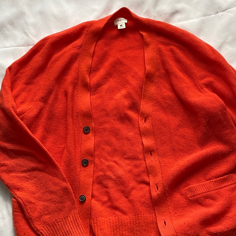 Club Monaco Men’s Orange Cardigan Sweater